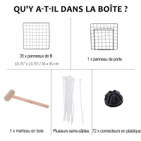 PawHut Cage parc clôture pour animaux domestiques enclos pour petits animaux 146 x 73 x 73 cm modulable 2 niveaux 36 panneaux bords arrondis fil en acier noir(m-6)