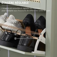 HOMCOM Meuble à chaussures style bohème chic vert d'eau aspect rotin(m-5)