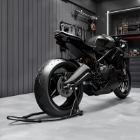 HOMCOM Support béquille de moto arrière support de roue lève moto arrière sur roulettes avec bobine de bras oscillant U, noir(m-2)