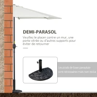 Outsunny Demi-Parasol Ø 2,7 m parasol de balcon 5 entretoises métal polyester crème(m-5)