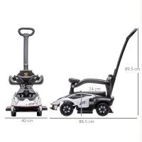 AIYAPLAY Licensed 2 in 1 Baby Ride on Push Car Toddler Push Along Car with Parent Handle Foot To Floor Slider with Horn Steering Wheel NO POWER for 1 - 3 Years, White(m-3)