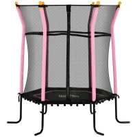HOMCOM Trampoline pour enfant Ø 1,60 x 1,63 m filet de sécurité porte zippée 6 poteaux rembourrés inclus rose noir(m-10)