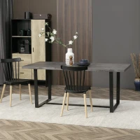 HOMCOM Table à manger ractangulaire pour 8 personnes plateau aspect bois et pied métal noir, 180L x 90l x 75H cm(m-2)