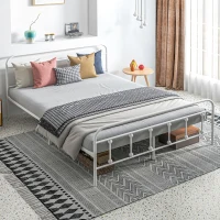 HOMCOM King Size Minimalistic Metal Bed Frame - White(m-9)
