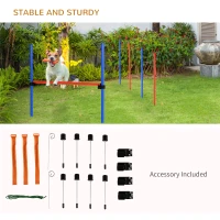 PawHut Pet Agility Training Equipment Dog Play Run Jump Obedience Training Set Adjustable (Pole + Hoop + Hurdle)(m-6)