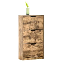 HOMCOM Industrial Shoe Cabinet with 3 Flip Drawers, Narrow Shoe Storage Cabinet for 18 Pairs, Freestanding Slim Shoe Storage Organiser for Entryway, Hallway, Rustic Brown(m-11)