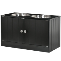PawHut Gamelles chiens surélevées gamelle double chien porte-gamelles 60 x 30 x 35,5 cm 2 gamelles 2L acier inox incluses