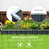 Outsunny Aiuola Rialzata, Modulabile r Senza Fondo in Acciaio Zincato, 258x90x30 cm, Grigio Scuro(m-5)