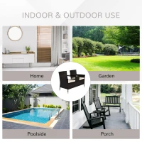 Outsunny 2 Seater Rattan Campanion Chair Wicker Loveseat Outdoor Patio Armchair with Drink Table Garden Furniture - Dark Brown(m-7)