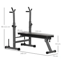 HOMCOM Banc de musculation pliable avec support d'haltères réglable et poignées dips - fitness(m-3)