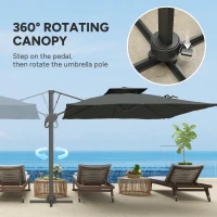 Outsunny 3m Thick Fabric Cantilever Garden Parasol, with Cross Base - Grey(m-5)