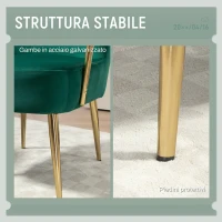 HOMCOM Poltrona da Camera Retrò in Velluto con Braccioli, Gambe Dorate e Seduta Imbottita, Verde(m-5)