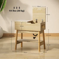 HOMCOM Tavolino da Salotto in Stile Boho con Ripiano a Scomparsa e Ripiano Aperto, in MDF, 30x60x60.5 cm, color Legno(m-3)