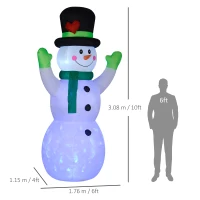 Outsunny 10ft Inflatable Snowman Christmas Decoration, with Accessories(m-3)