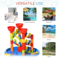 HOMCOM 30 Pcs Sand and Water Table Beach Toy Waterpark Activities Sand Pit Playset with Accessories Garden Sandbox(m-8)