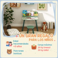 AIYAPLAY Mesa Infantil con Silla y Estante para Libros Escritorio para Niños de +3 Años para Sala de Juegos Verde(m-7)