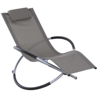Outsunny Outdoor Orbital Lounger Zero Gravity Patio Chaise Sun Lounger Foldable Rocking Chair with Pillow, Grey(m-11)