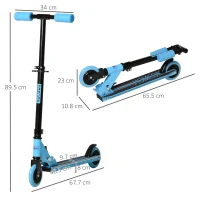 HOMCOM Kids Scooter Foldable Kick Scooter with Adjustable Height Brake for Boys and Girls 3 - 8 Years Blue(m-3)