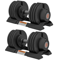 SPORTNOW 2 x 24KG Adjustable Dumbbells Set, 4-in-1 Weights Set with Storage Tray and Non-Slip Handle, Home Gym Fitness Equipment, Black(m-11)