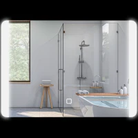 HOMCOM Miroir de salle de bain rectangulaire lumineux LED fonction anti-buée luminosité réglable 50 x 70 cm argent(m-1)