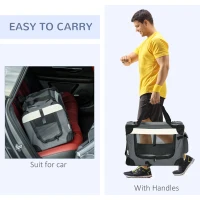 PawHut 51cm Foldable Pet Carrier, with Cushion, for Mini Dogs and Cats - Grey(m-8)