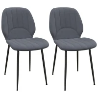 HOMCOM Velvet Dining Chairs Set of 2, 2 Piece Dining Room Chairs with Backrest, Padded Seat and Steel Legs, Dark Grey(m-1)
