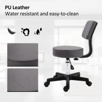 HOMCOM Beautician's Swivel Salon Chair w/ Padded Seat Back 5 Wheels Adjustable Height Salon Hairdressers Tattoo Spa Rolling Cushion Professional 35cm Grey(m-6)