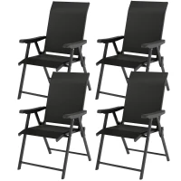 Outsunny Set of Four Folding Outdoor Chairs - Black(m-11)