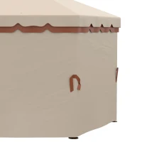 Outsunny Gazebo da Giardino 4x4m Esagonale con Doppio Tetto e Tende Laterali Rimovibili, Marrone(m-9)