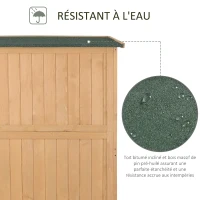 Outsunny Abri de Jardin en bois Armoire de Jardin dim. 127,5L x 50l x 164H cm 2 étagères 2 Portes 2 fenêtres Toit bitumé étanche Bois Massif Sapin pré-huilé bois naturel(m-6)