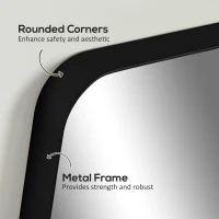 HOMCOM 90 x 60cm Curved Bathroom Mirror - Black(m-5)
