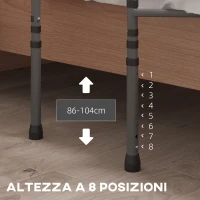 HOMCOM Sponda Letto per Anziani e Disabili con 8 Altezze Regolabili e Tasca Portaoggetti, Grigio(m-4)