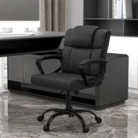 Vinsetto Fauteuil chaise de bureau pivotant hauteur réglable 5 roulettes accoudoirs revêtement synthétique noir(m-2)