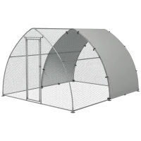 PawHut Galvanised Outdoor Chicken Coop, with Cover, for 8-12 Chickens, Hens, Ducks, Rabbits, 3 x 3.8 x 2.2m - Silver Tone(m-11)