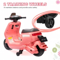 AIYAPLAY 6V Ride on Motorbike, Kids Electric Motorbike w/ Headlights, Music, Training Wheels, for Ages 18-36 Months, Pink(m-6)