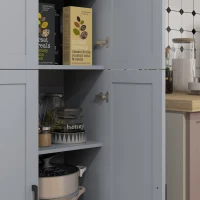 HOMCOM Armoire de cuisine hauteur 170 cm buffet haut avec 4 portes et étagères ajustable, design moderne, gris(m-9)
