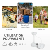 Outsunny Évier à Main Portable Station de Lavage Camping Jardin Extérieur Voyager avec Réservoir d'Eau 17L Pompe à Pied 83 x 50 x 103 cm Gris(m-8)