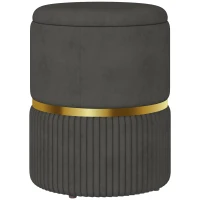 HOMCOM Velvet-Feel Storage Ottoman - Grey(m-11)