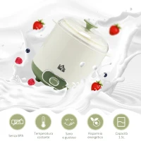HOMCOM Yogurtiera 20W da 1.5L per 3-5 Persone con 2 Vasetti e Colino, in Plastica, 19.5x17.5x21.4 cm, Bianca(m-4)