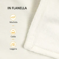 HOMCOM Coperta in Flanella 330 GSM Reversibile per uso Interno ed Esterno, 203x152x0.5 cm, Bianco Crema(m-4)