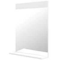 HOMCOM Specchio Bagno da Parete Moderno con Mensola Portaoggetti, in Vetro e MDF, 50x12x60 cm, Bianco(m-10)