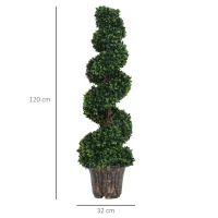 Outsunny Plante Artificielle  topiaire Buis Arbre Artificiel en Forme de Spirale dim. Ø 32 x 120H cm Vert(m-3)