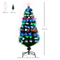 HOMCOM 4FT Pre-Lit Artificial Christmas Tree w/ Fibre Optic Baubles Fitted Star LED Light Holiday Home Xmas Decoration-Green(m-3)