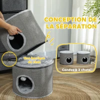 PawHut Tour pour chat modulable tonneau griffoir chat avec fermeture éclair séparable 3 niveaux deux balles Ø 42 x 69H cm gris(m-4)