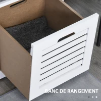 HOMCOM Banc à chaussures meuble à chaussures avec 3 tiroirs et coussin d'assise amovible, dim. 108l x 35P x 43H cm, blanc(m-7)