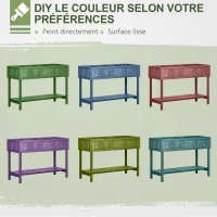 Outsunny Jardinière sur Pieds carré Potager étagère dim. 110L x 46l x 76H cm 8 Compartiments Inserts d'irrigation Bois de Sapin(m-5)