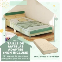 AIYAPLAY Lit pour enfant lit au sol enfant de 3 à 10 ans avec barrière de sécurité, sommier à lattes inclus, vert(m-4)