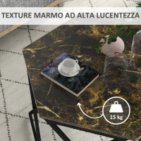 HOMCOM Tavolino da Salotto Moderno con Piano Effetto Marmo e Struttura in MDF e Acciaio, 81x70x51.2 cm, Nero(m-5)