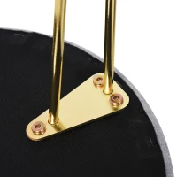 HOMCOM Round Linen-Look Storage Ottoman Footstool Wood Frame w/ Metal Legs Padded Lid Home Seat Beautiful Stylish Home Furnishing Table Grey(m-9)