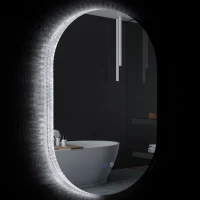 kleankin Espejo de Baño con Luces LED 81x51 cm Espejo de Pared con 3 Colores Interruptor Táctil Función de Desempañado Plata(m-1)